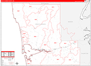 Grays Harbor Wall Map Red Line Style